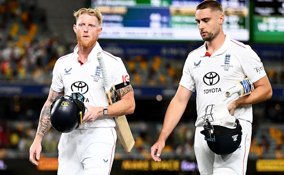 Ben Stokes and Will Jacks, pictured here walking off the field after day three of the second Ashes Test.