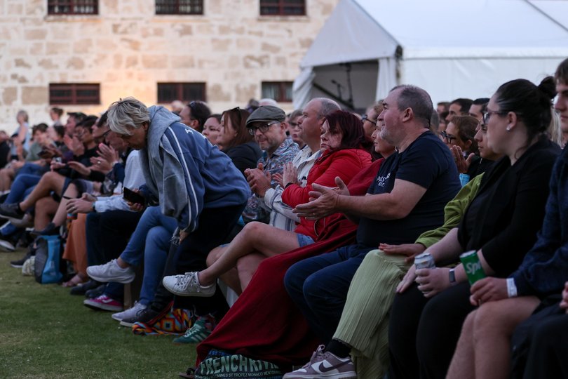Crowded House performs at Fremantle Prison, Fremantle, on Wednesday. 