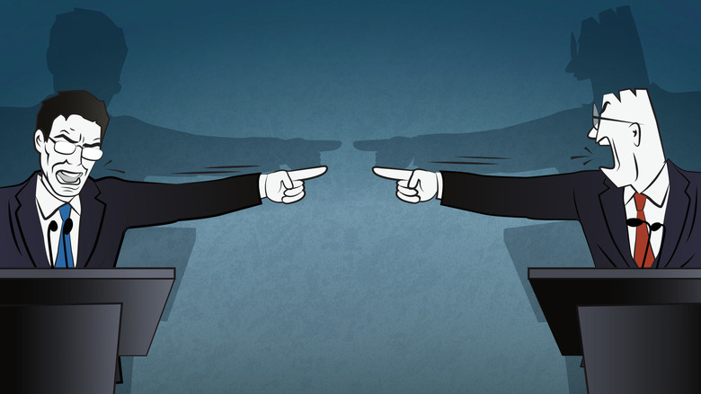 Clipart of two men in a political debate