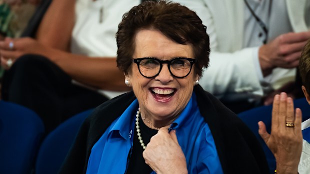 Tennis legend Billie Jean King is seen at the Australian Open.
