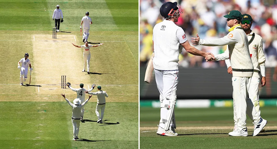 Australia and England players during the fourth Ashes Test at the MCG.