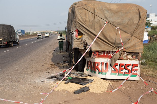 The car accident that boxing champ Anthony Joshua was pulled alive from.