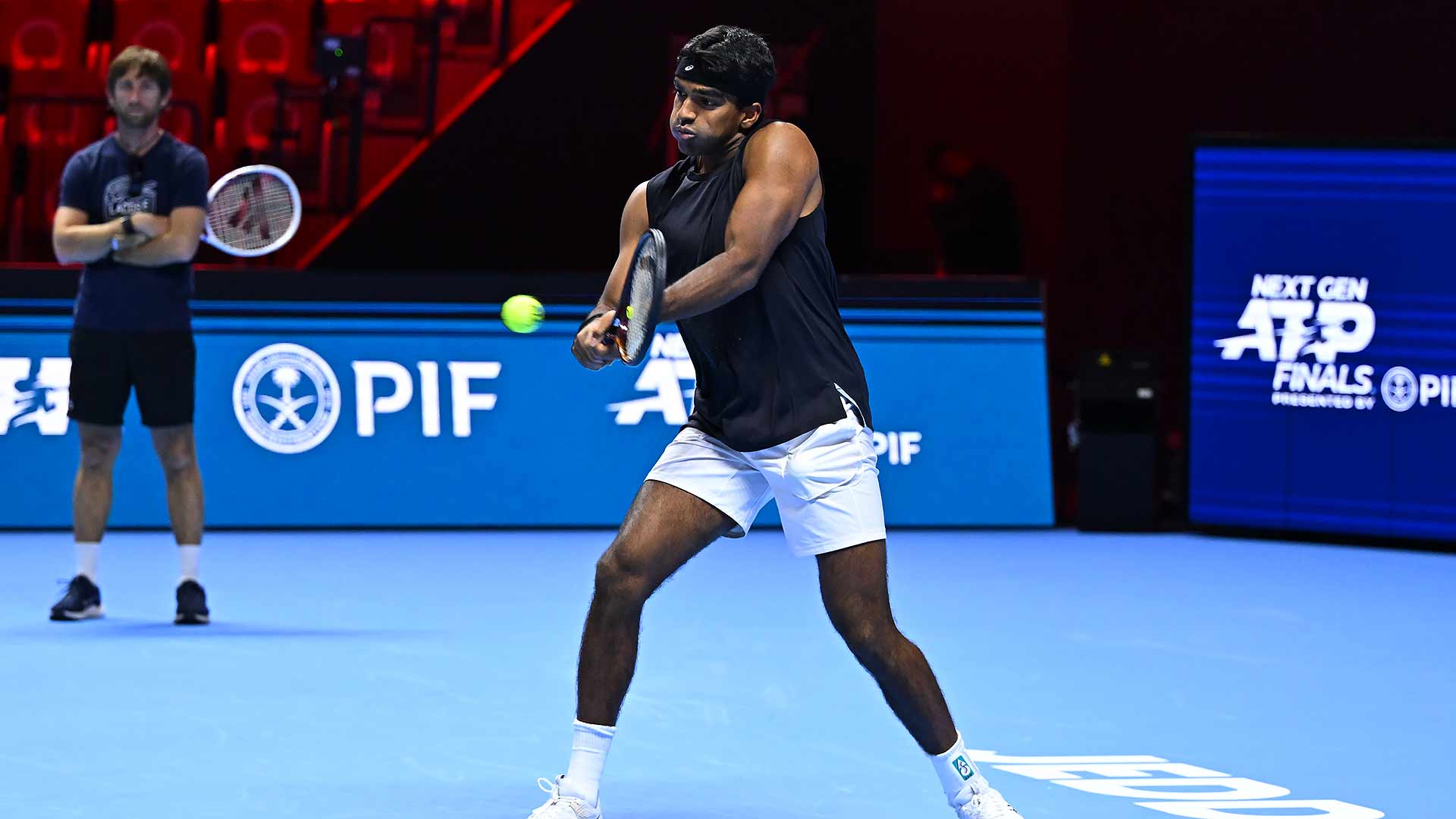 Nishesh Basavareddy is joined in Jeddah by coach Gilles Cervara.