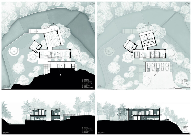 Howard Waterfall Retreat Competition: Buildner’s Winners Explore Multigenerational Living and Topography - Image 22 of 41