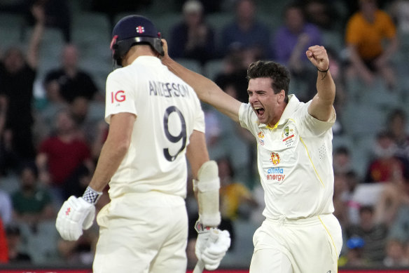 Jhye Richardson during his last Test for Australia against England in late-2021.