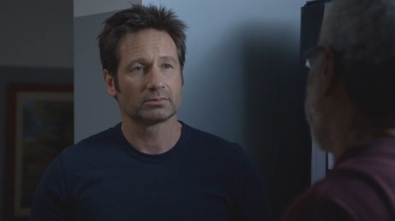 Hank Moody (David Duchovny) talking to someone in Californication
