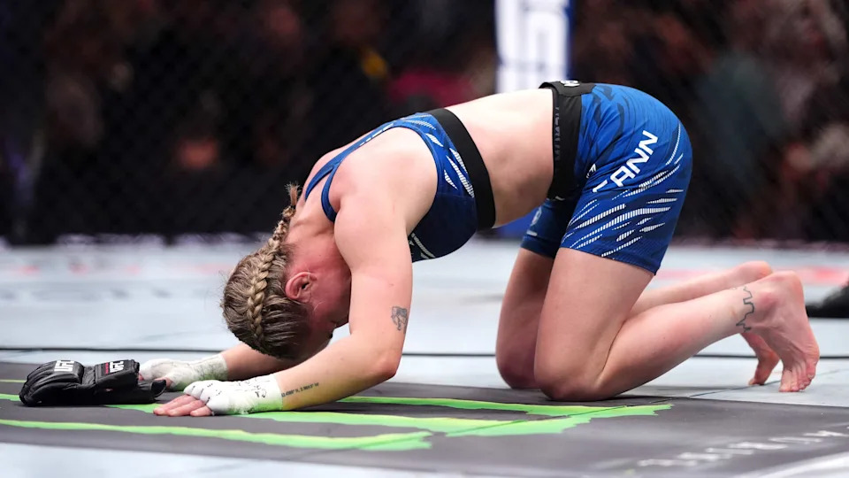 Molly McCann announces she is to retire from UFC following the defeat against Alexia Thainara (not pictured) via submission in the women's strawweight bout during UFC Fight Night at The O2, London. Picture date: Saturday March 22, 2025. (Photo by Adam Davy/PA Images via Getty Images)
