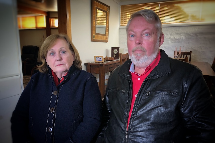 Denise and Bruce Morcombe, sit together in their home on Queensland's Sunshine Coast
