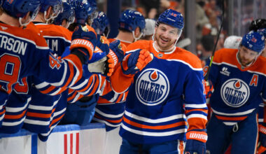 Hyman scores hat trick for Oilers in win against Red Wings