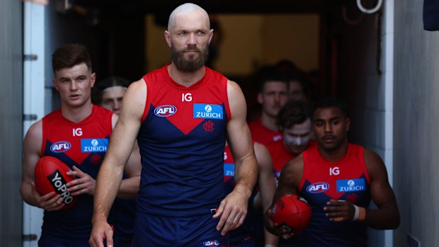 Max Gawn leads the Demons.