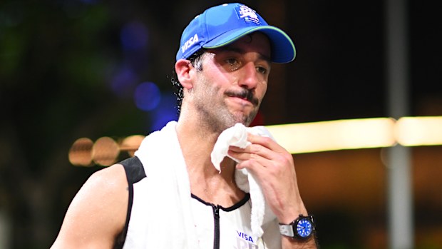 18th Placed Daniel Ricciardo of Australia and Visa Cash App RB looks on in the Paddock after the F1 Grand Prix of Singapore at Marina Bay Street Circuit on September 22, 2024 in Singapore, Singapore. (Photo by Rudy Carezzevoli/Getty Images)