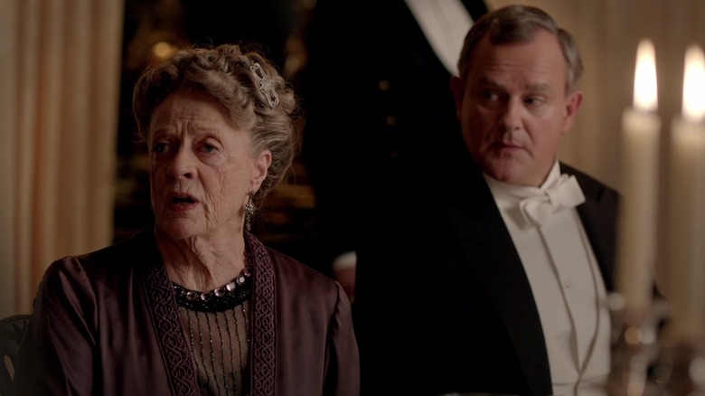 Maggie Smith as the opinionated Dowager Countess is forever upstaging son Robert, played by Hugh Bonneville, on Downton Abbey