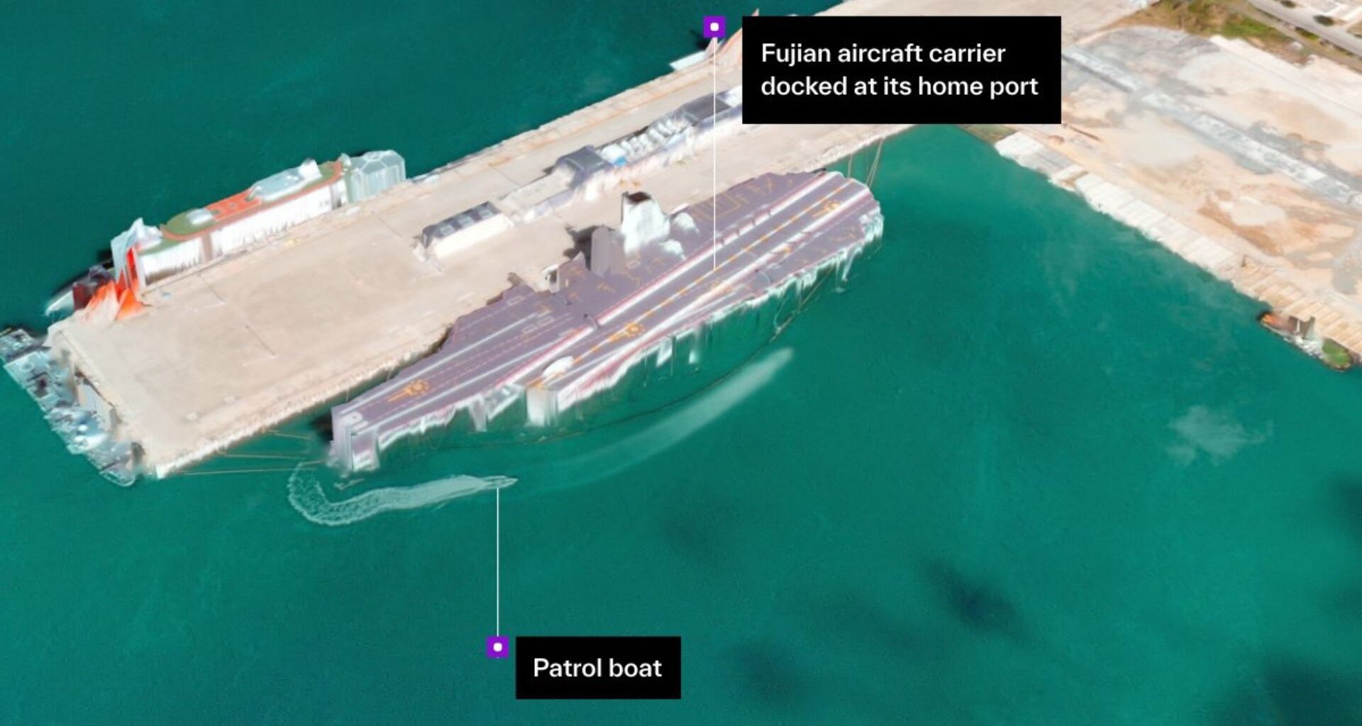 Vantor satellite image showing the Chinese carrier Fujian