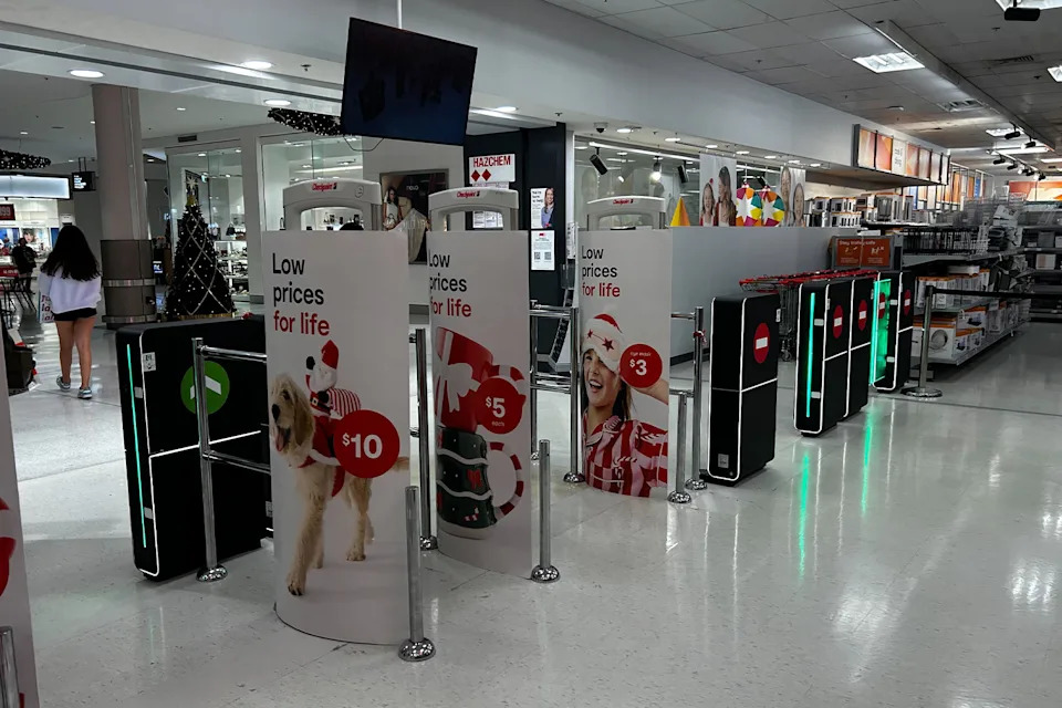 Kmart is rolling out security gates in stores. Source: Yahoo News Australia 