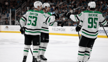 Johnston has 2 goals, Stars hold off Sharks