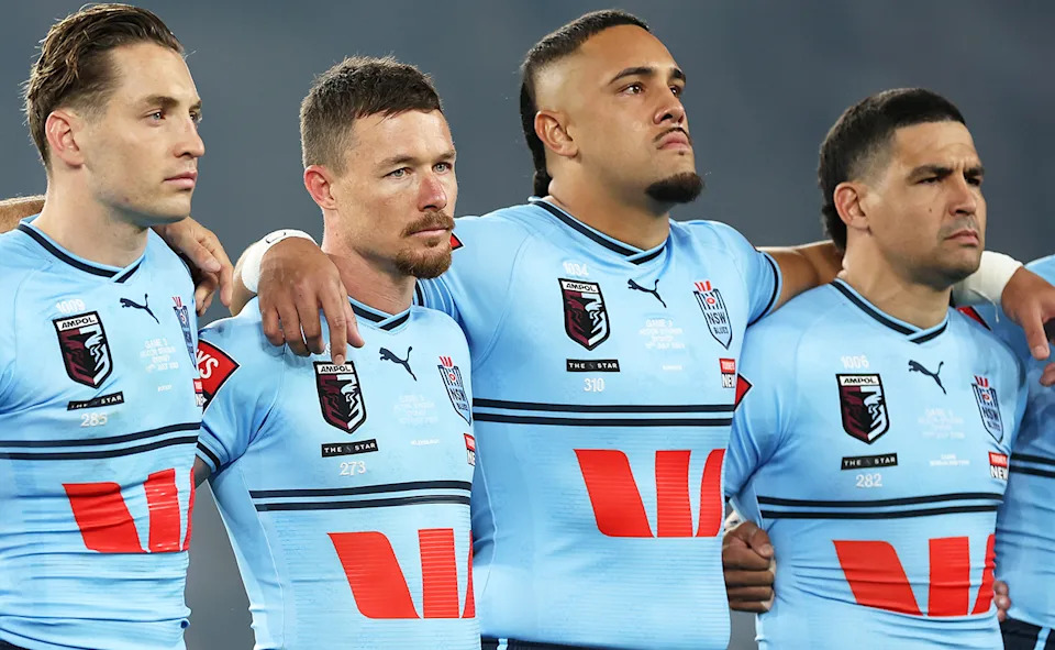 Keaon Koloamatangi in action for NSW in State of Origin in 2023.