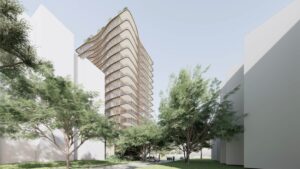 Architectural rendering of the external built form of the proposed 178–180 Macquarie Street St Lucia residential development