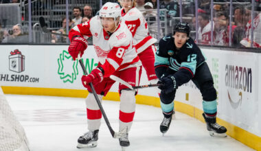 Kane breaks tie late in 3rd, Red Wings rally to top Kraken