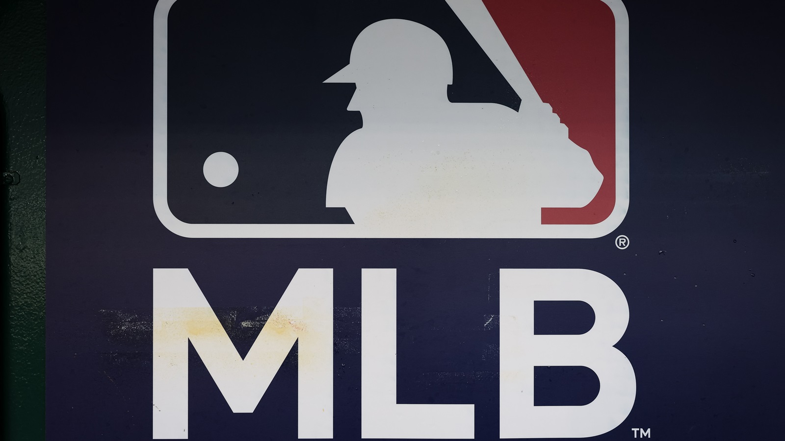 MLB logo on a wall