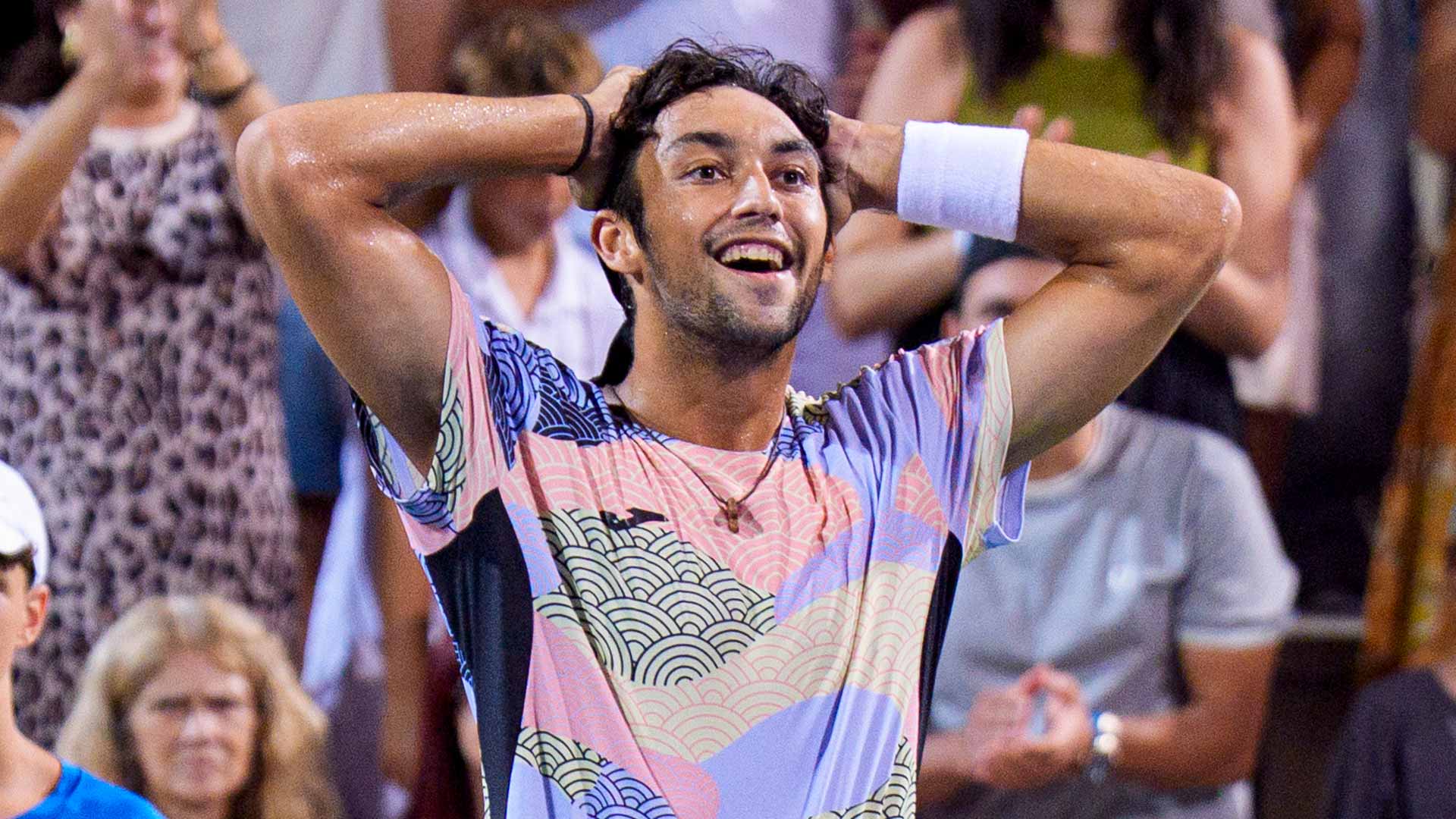 Daniel Rincon celebrates winning the Rafa Nadal Open by Movistar.