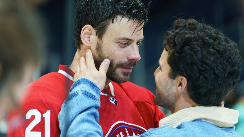 Robbie G.K. as Kip and Francois Arnaud as Scott Hunter on HBO Max's Heated Rivalry