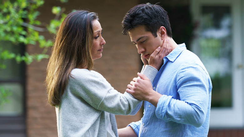 Christina Chang as Yuna and Hudson Williams as Shane Hollander on HBO Max's Heated Rivalry