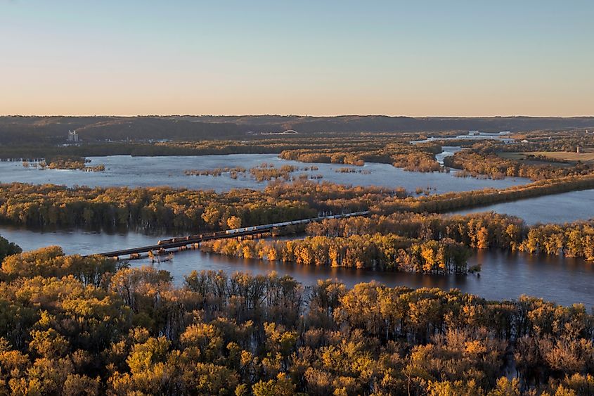 A train passing through Wyalusing State Park in Wisconsin. 