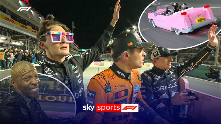 Terry Crews drives top three to Las Vegas GP podium in pink lego Cadillac