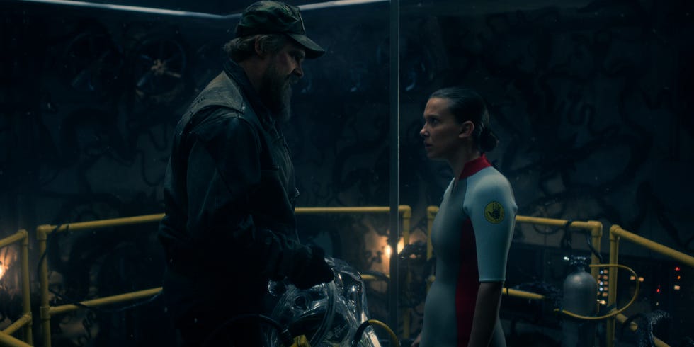 stranger things: season 5 david harbour as jim hopper and millie bobby brown as eleven in stranger things: season 5