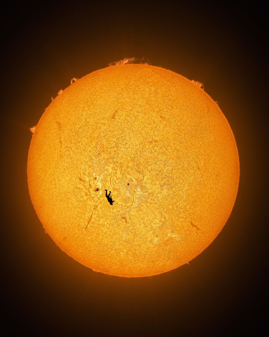 McCarthy used image stacking, aligning and combining thousands of frames, to sharpen the sun’s features and reduce noise in the photo.