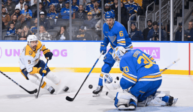 Forsberg scores hat trick for Predators in win against Blues