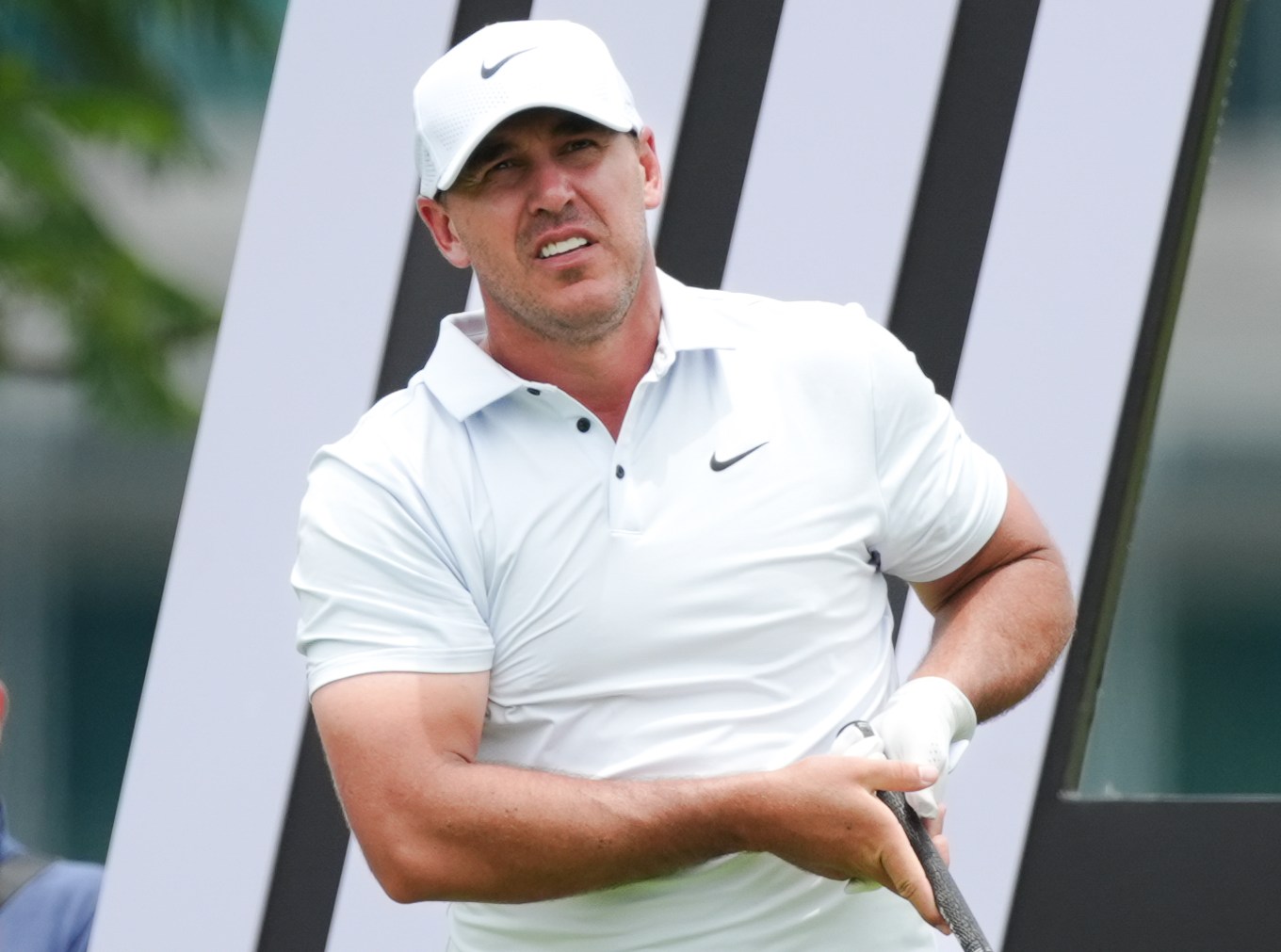 Brooks Koepka of Smash GC tees off at the 18th hole during LIV Golf Singapore.