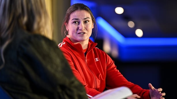 20 January 2026; Speaking at the launch of the 2026 Lidl Ladies National Football Leagues is Olympic gold medallist and two-time undisputed world champion boxer Katie Taylor at Croke Park in Dublin. Lidl Ireland today reaffirmed its commitment to the LGFA and women's sport more broadly, announcing a