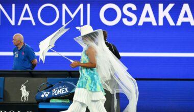 Naomi Osaka’s outfit before first-round match stuns tennis world, jellyfish dress, veil and umbrella, wins vs Antonia Ruzic, video, latest news