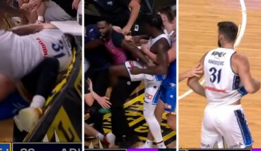 Seven players ejected after brawl erupts between Brisbane Bullets and Adelaide 36ers players during Ignite Cup Gold Coast clash