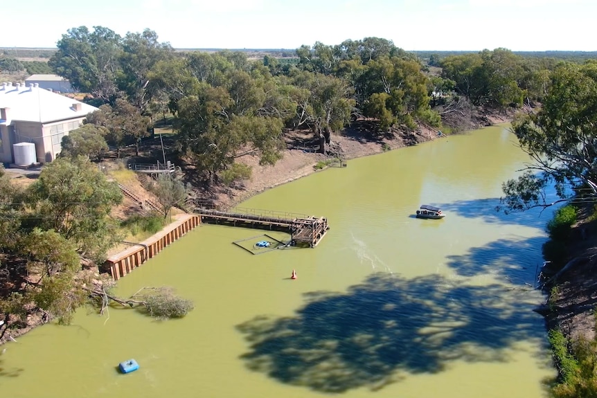 A small boat on the Darling River near Menindee