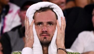 Daniil Medvedev cools off at the Brisbane International