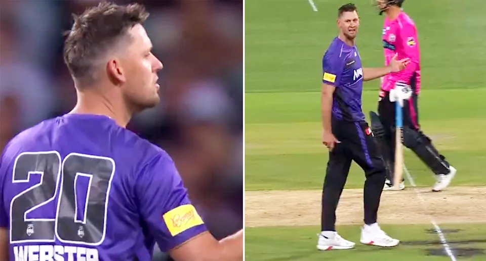 Beau Webster, pictured here unhappy with Hurricanes teammate Mitch Owen.