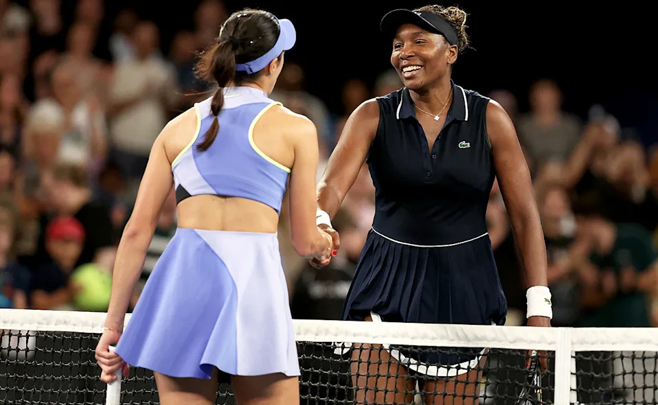 Venus Williams, pictured here congratulating Olga Danilovic after their match at the Australian Open. 