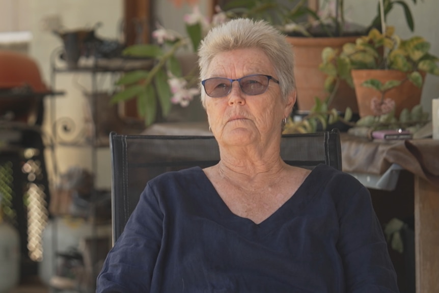 Pamela Misius talks to the media inside her Yarramundi home, west of Sydney. 