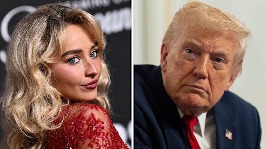 Sabrina Carpenter and Donald Trump.