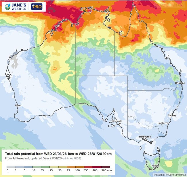 Potential rainfall over the next week
.