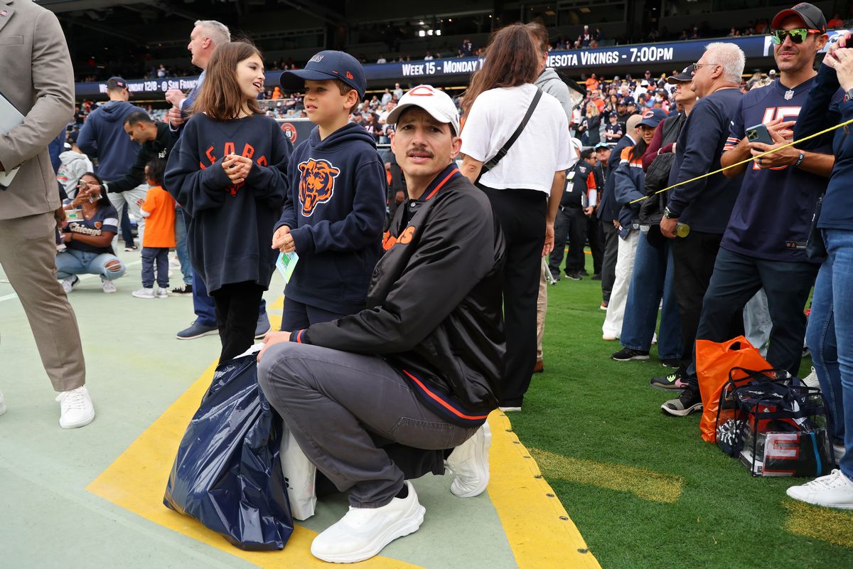 Kutcher is often seen supporting the Bears at games