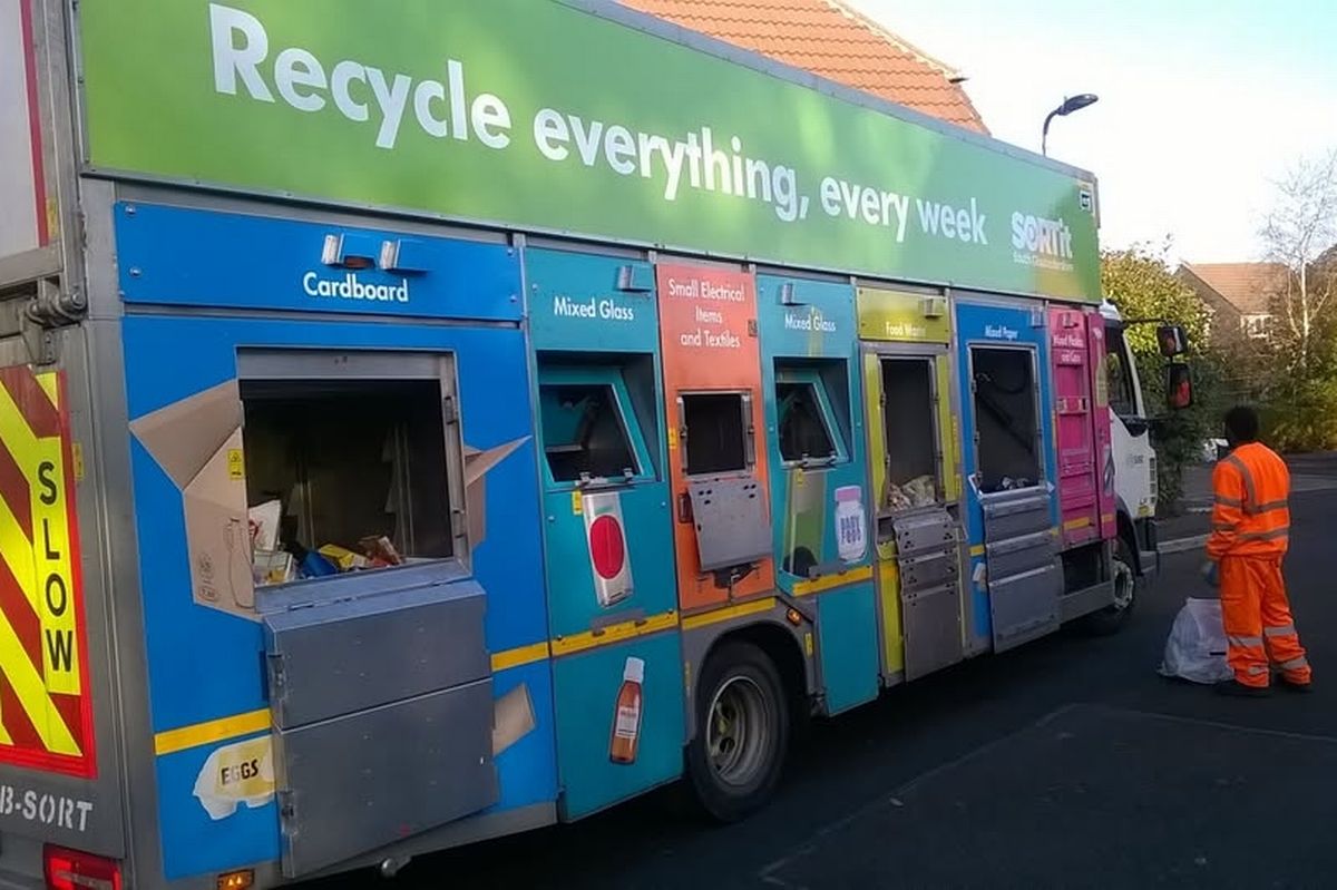 A recycling lorry in South Gloucestershire