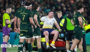 Leinster's Jack Boyle leaves the field injured against Connacht