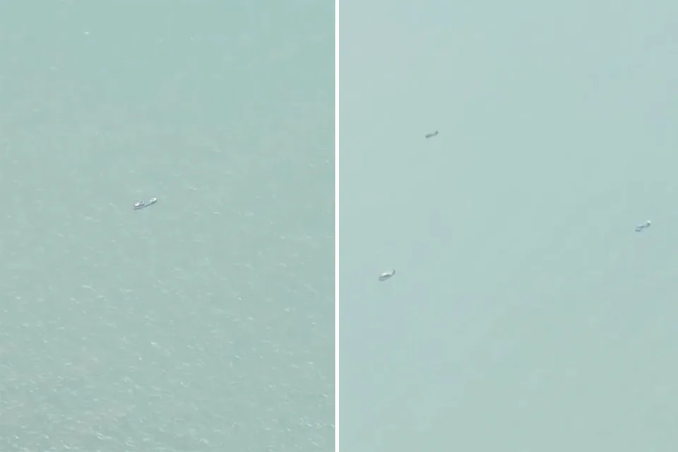 From the air, multiple small boats can be seen.