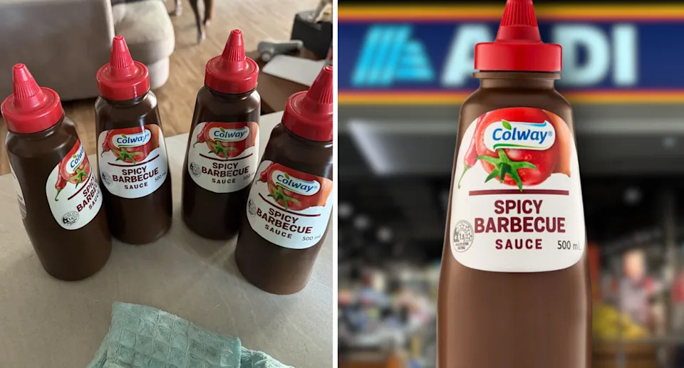 Aussies are bulk buying Aldi's revived spicy BBQ sauce as it's only here for a limited time. Picture: Reddit/N3M3S1S75/Aldi/Getty