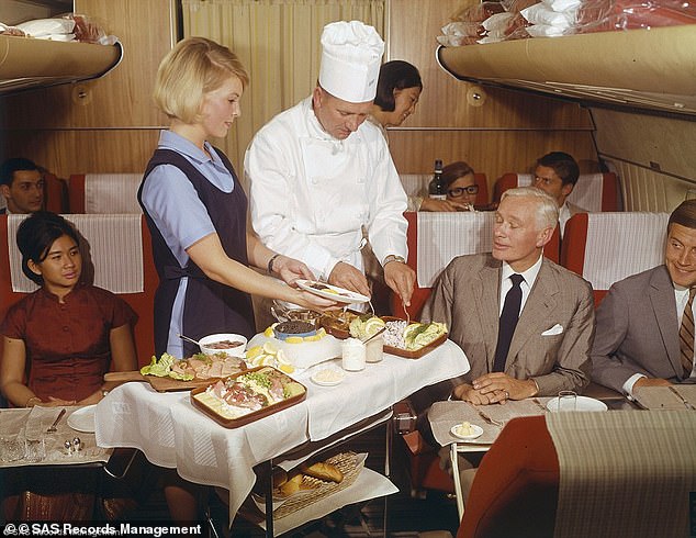 In the 1950s to 1970s, passengers were treated to extravagant multi-course meals served on fine chinaware, with silver cutlery and linen tablecloths
