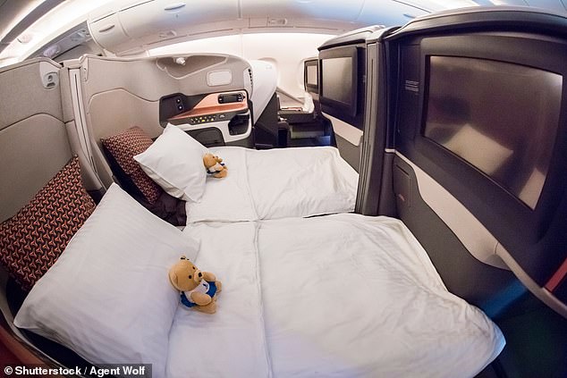 Now, the concept of a 'seat' in First Class is a thing of the past - flyers are more likely to find a fully enclosed suite with a sliding door - and even double beds for couples