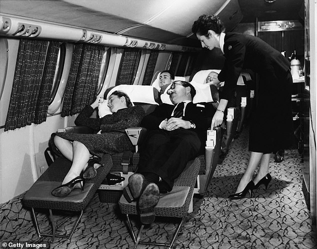 While First Class in the 1950s came with reclining seats, the dawn of the lie-flat bed was still four decades away